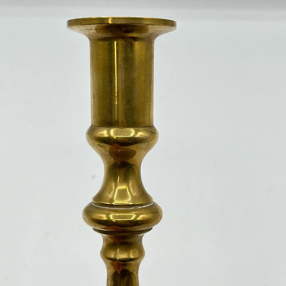 Vintage Solid Brass Taper Candlestick Holder 7.5 Inch‎ Baluster Stem Heavy